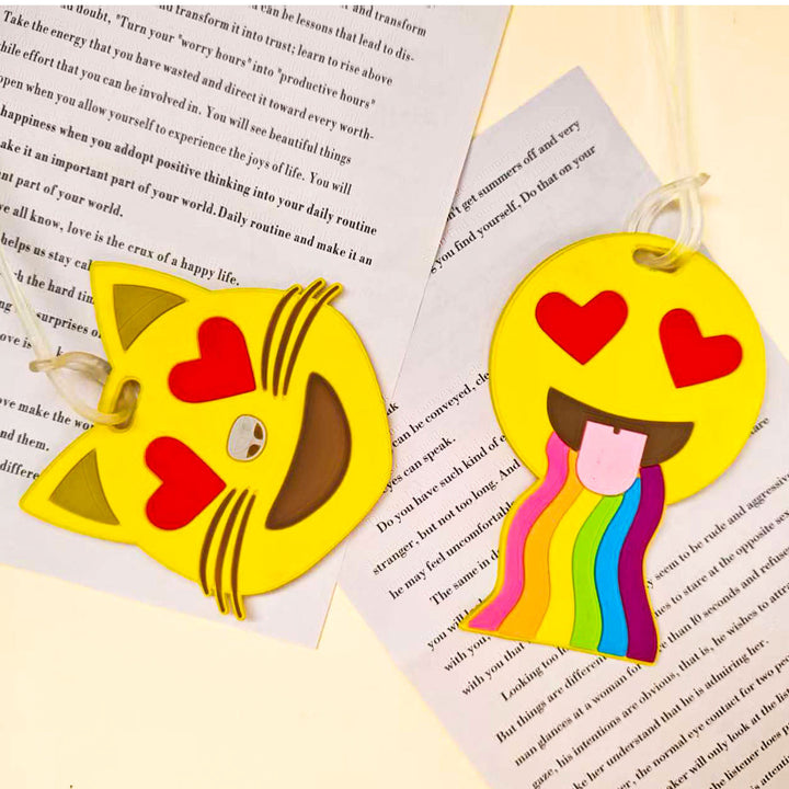Praktisk silikon bagasjelapp med morsomme emojier; perfekt for trygg og unik koffert-identifikasjon.