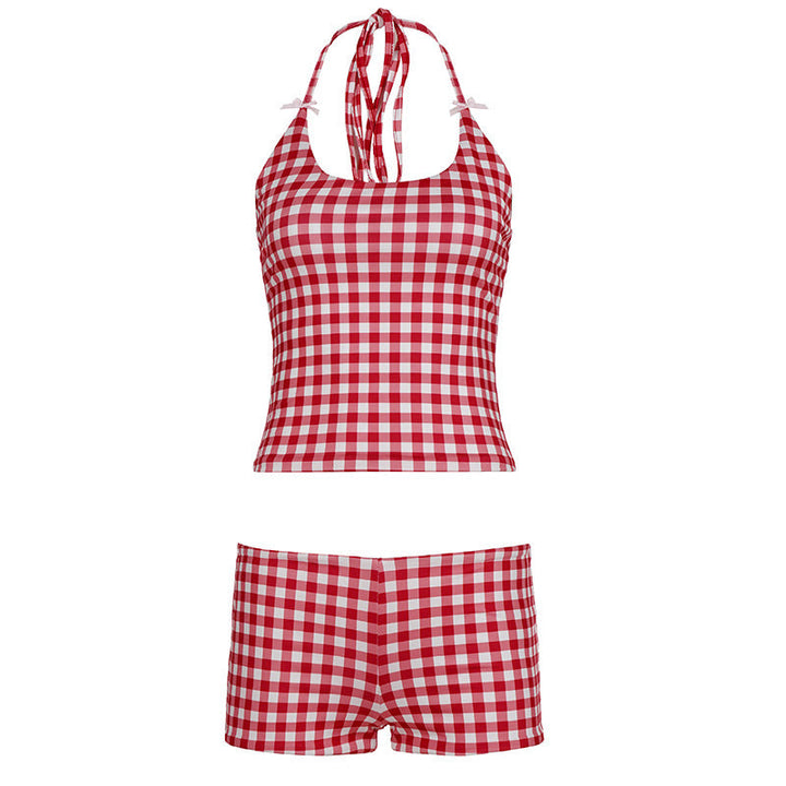 Dame Gingham Badedrakt med Justerbare Stropper