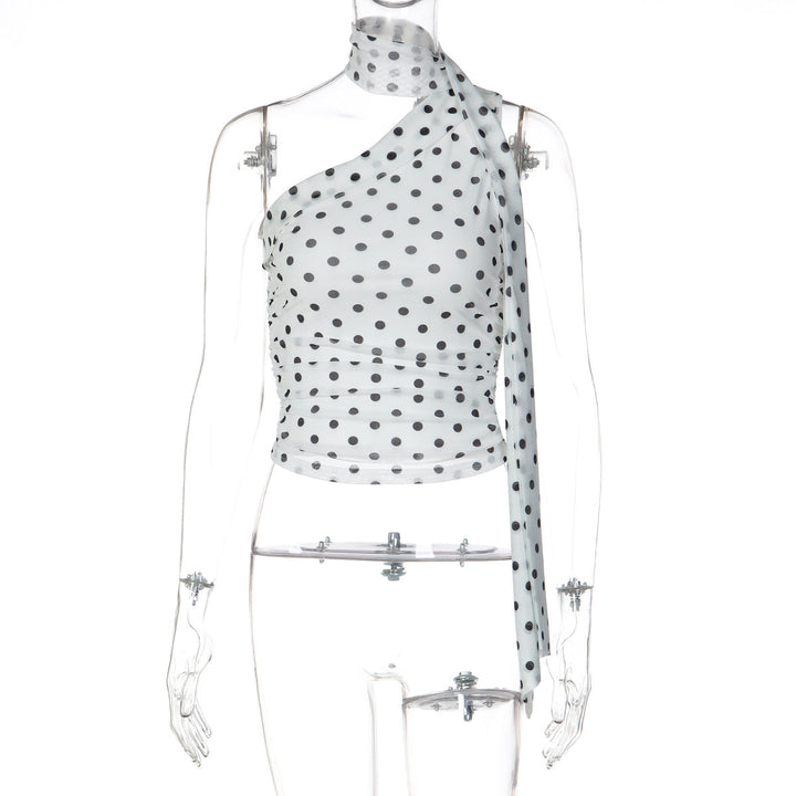 Stilfull asymmetrisk kvinnetopp med raffinert leopardprint. Elegant design for enhver anledning.
