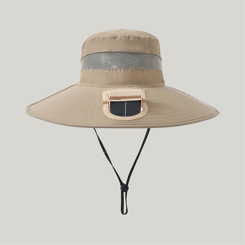 Praktisk unisex solhatt med solvifte for reise og eventyr, gir konstant kjøling og UV-beskyttelse.