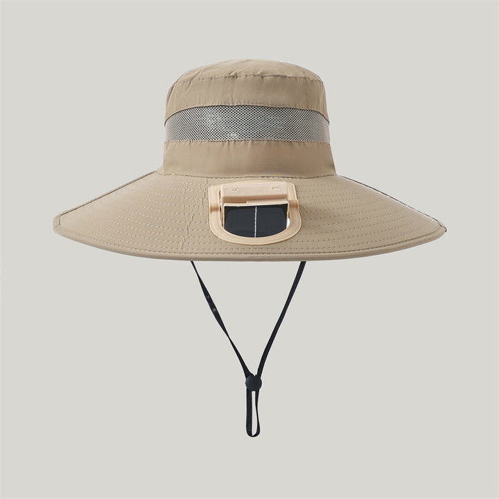 Praktisk unisex solhatt med solvifte for reise og eventyr, gir konstant kjøling og UV-beskyttelse.
