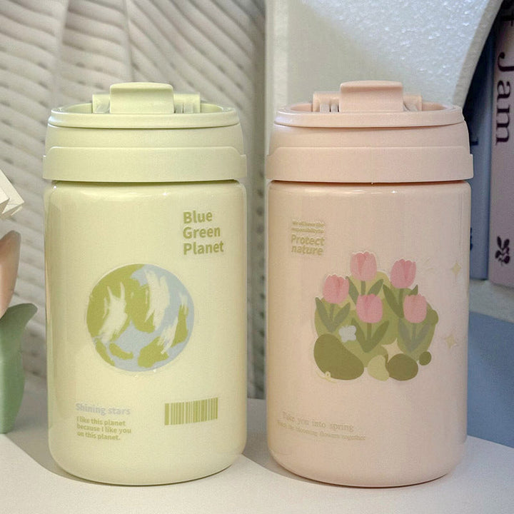 Funksjonell 700ml grønn termokopp, lekkasjefri. Perfekt gjenbrukbar kopp for dame til jobb eller tur.