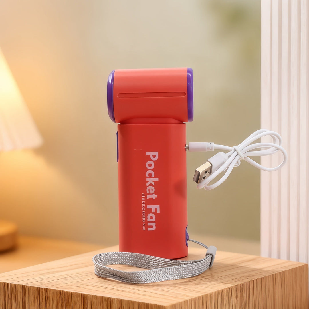 Bærbar minivifte med LED-skjerm, USB-lading. Perfekt for personlig kjøling hjemme, kontor eller reise.