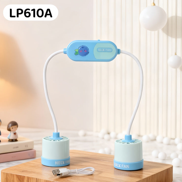 USB-oppladbar nakkevifte, bærbar og fleksibel, perfekt for dame som trenger kjøling utendørs.