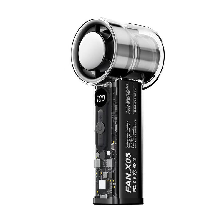Kompakt USB-håndvifte, oppladbar for avkjøling på farten. Ideell for sommer og reise, gir frisk luft.