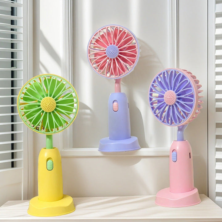 Kvinnenes bærbare bordvifte med lekent blomsterdesign, perfekt for kontor og hjem.