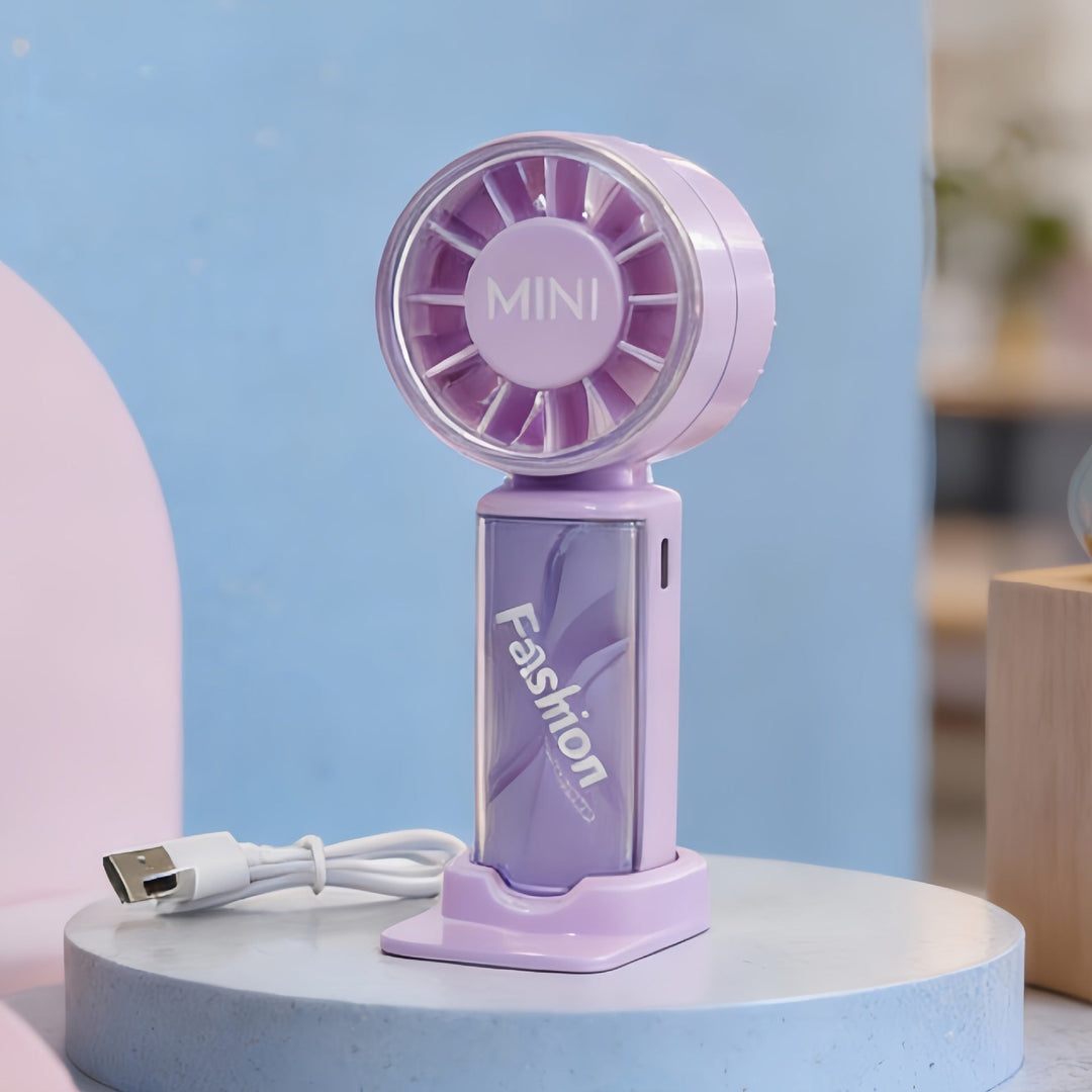 Grønn mini håndvifte med USB-lading, en personlig kjøleløsning for jobb og fritid.