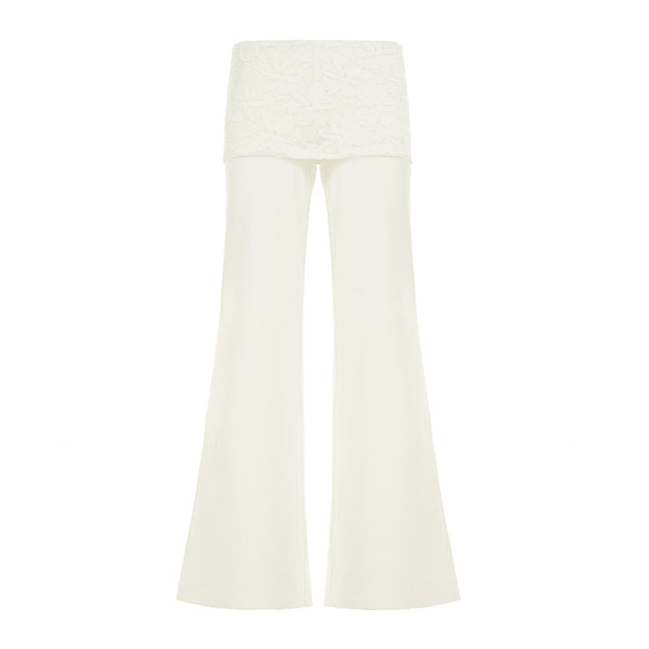 Allsidige vide damebukser med blonder i midjen; kombiner komfort og elegant stil for alle anledninger.