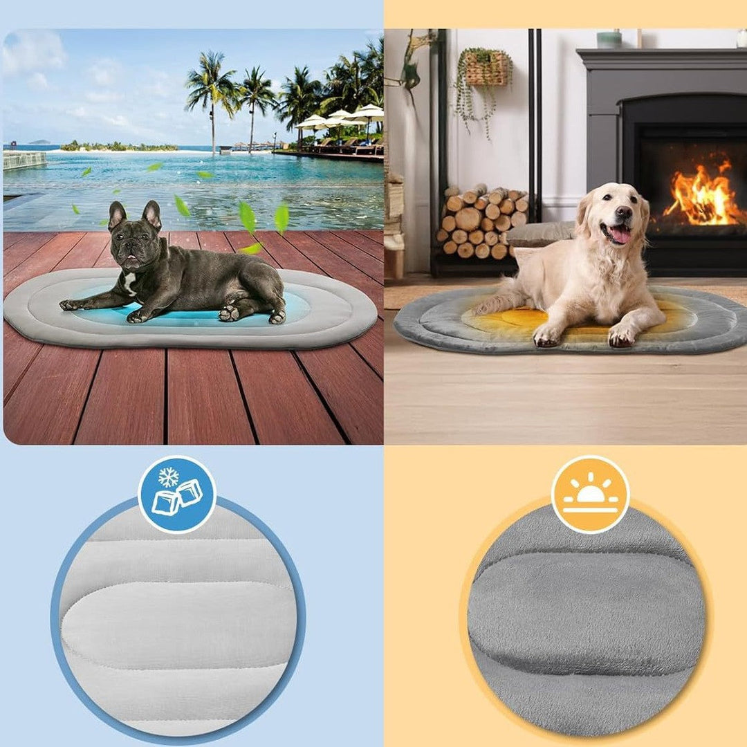 Unisex grå hundeseng/katteseng med mykt stoff. Ergonomisk dyreseng som gir god støtte og komfort.