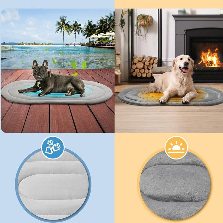Unisex grå hundeseng/katteseng med mykt stoff. Ergonomisk dyreseng som gir god støtte og komfort.