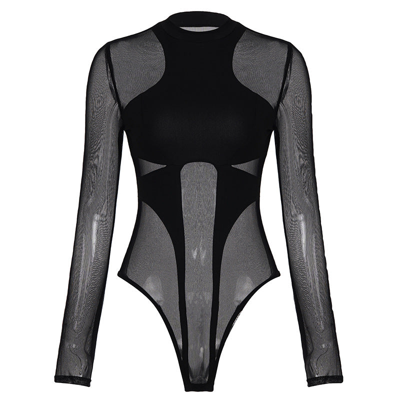 Komfortabel dame bodysuit med elegant mesh og moderne snitt. Ideell for en chic hverdags- eller festlook.