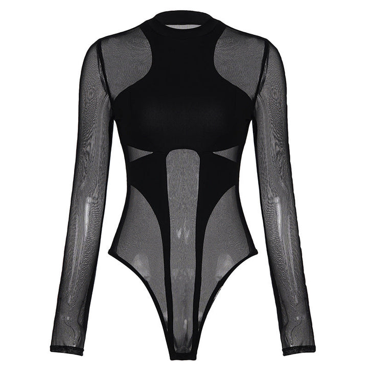 Komfortabel dame bodysuit med elegant mesh og moderne snitt. Ideell for en chic hverdags- eller festlook.