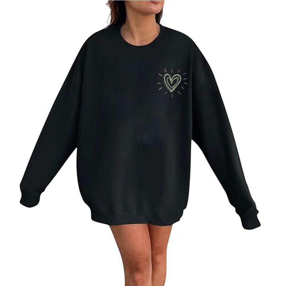 Damegenser: Oversized sweatshirt med søtt hjerte-motiv og avslappet passform for fritid.