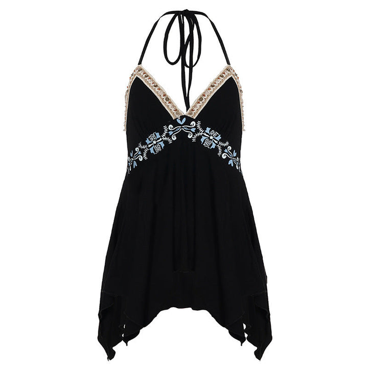 Allsidig, elegant damebluse; omslagsdesign med blondekanter og dyp V-hals for en sofistikert sommerstil.