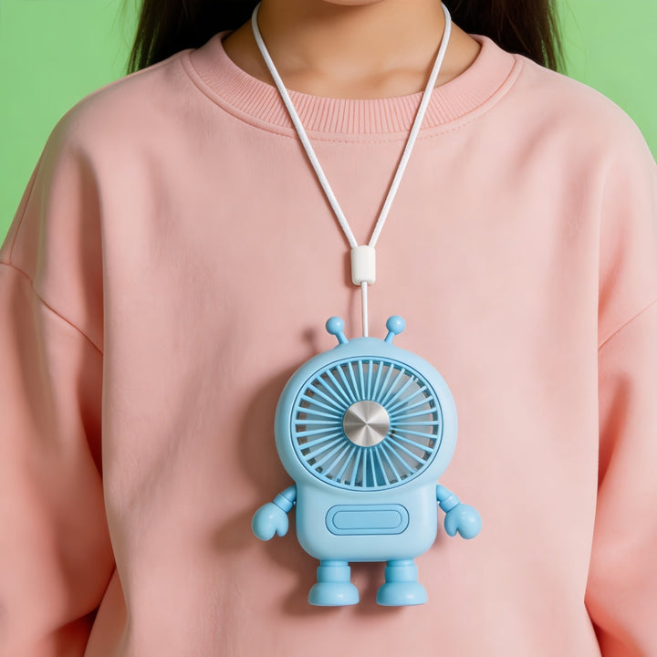 USB-drevet minivifte i robotdesign, lett og bærbar for enkel kjøling på farten. Perfekt sommergadget.