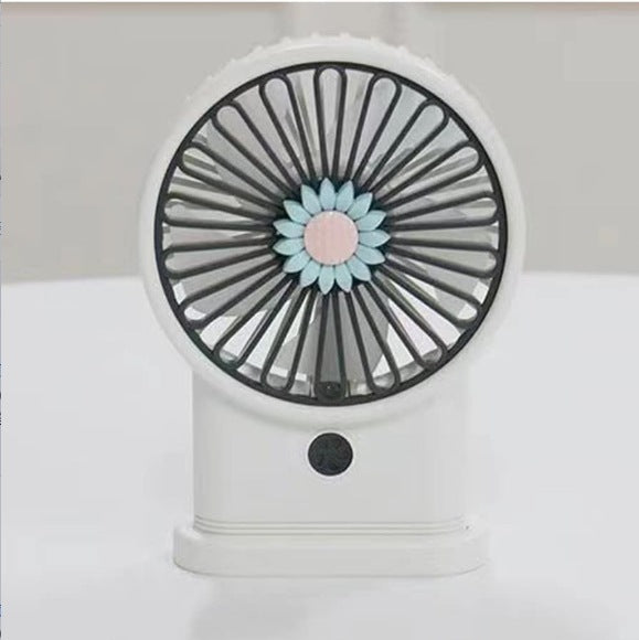 Bærbar vifte for kvinner med elegant blomsterdesign, perfekt for kjøling om sommeren. Personlig elektronikk.