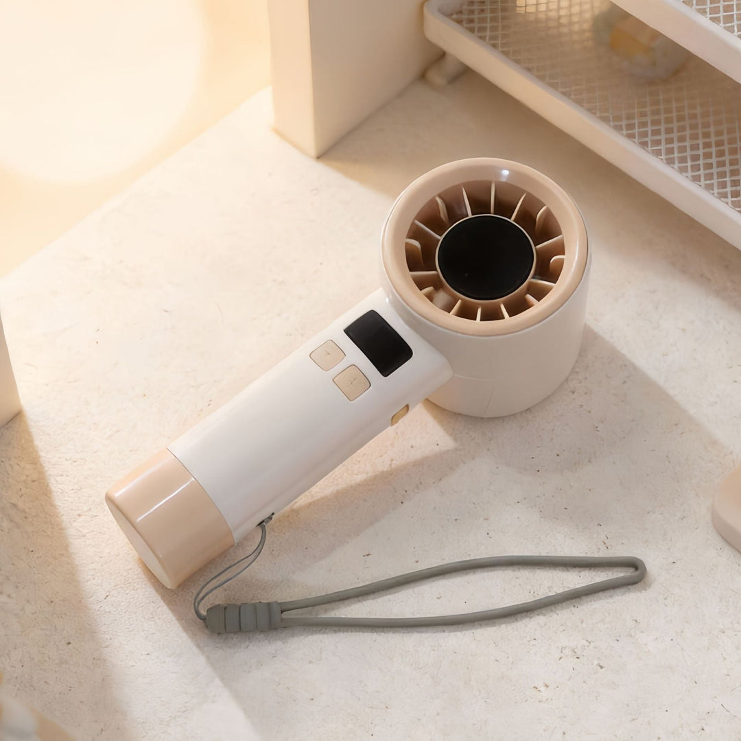 Digital USB vifte, ultralett og bærbar, viser temperatur for optimal komfort.