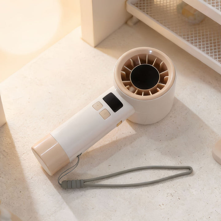 Digital USB vifte, ultralett og bærbar, viser temperatur for optimal komfort.