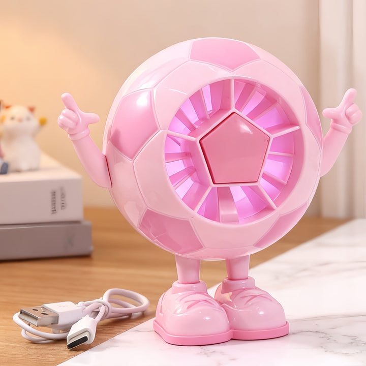 Unik gaveide: Fotball-inspirert USB vifte. En bærbar mini vifte for kjøling om sommeren.