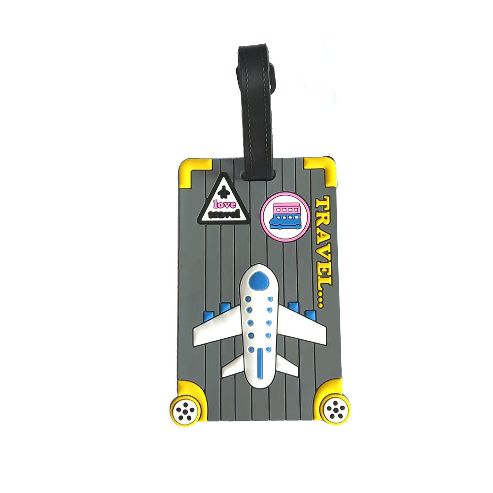 Ideell reisegave: Fargerik bagasjelapp med flydesign i holdbar PVC for enkel koffertgjenkjenning.