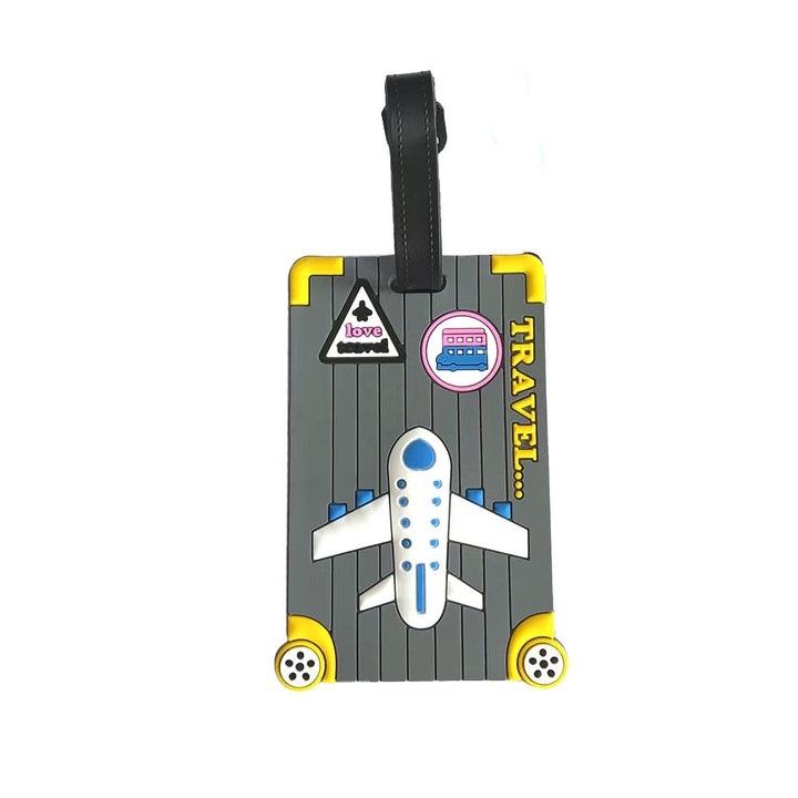 Ideell reisegave: Fargerik bagasjelapp med flydesign i holdbar PVC for enkel koffertgjenkjenning.