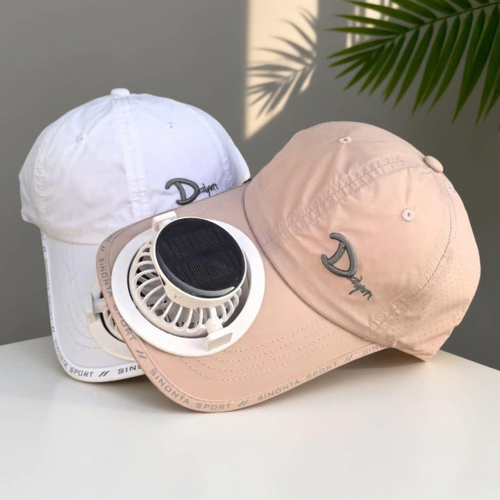 Unisex baseballcaps med integrert vifte for kjøling. Solcelledrevet for sommer og utendørs bruk.