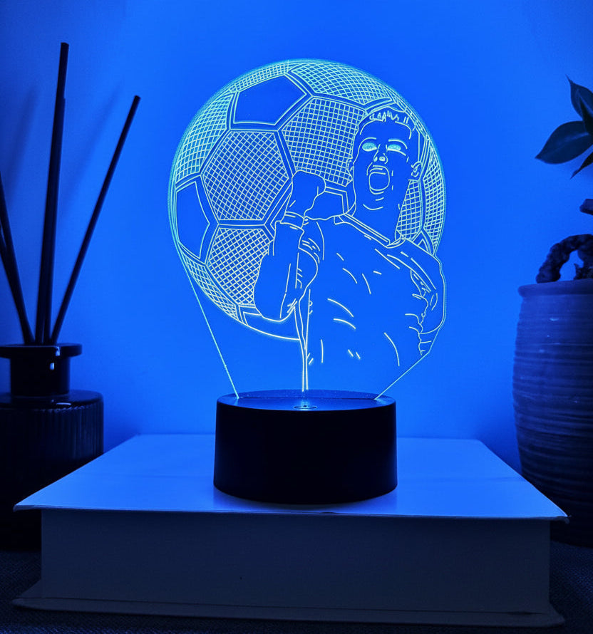Unik Ronaldo 3D illusjonslampe, ideell gave for fotballinteriør og moderne belysning.