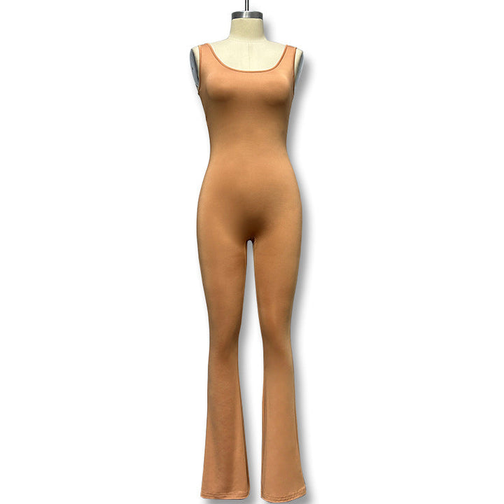 Sort sporty jumpsuit for trening, gir bevegelsesfrihet og stil under økten.