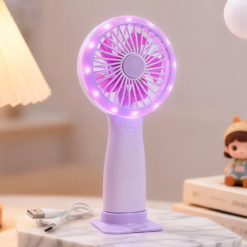 Innovativ bærbar håndvifte for sommeren, med LED-lys og langvarig batteri for kjølig lettelse.