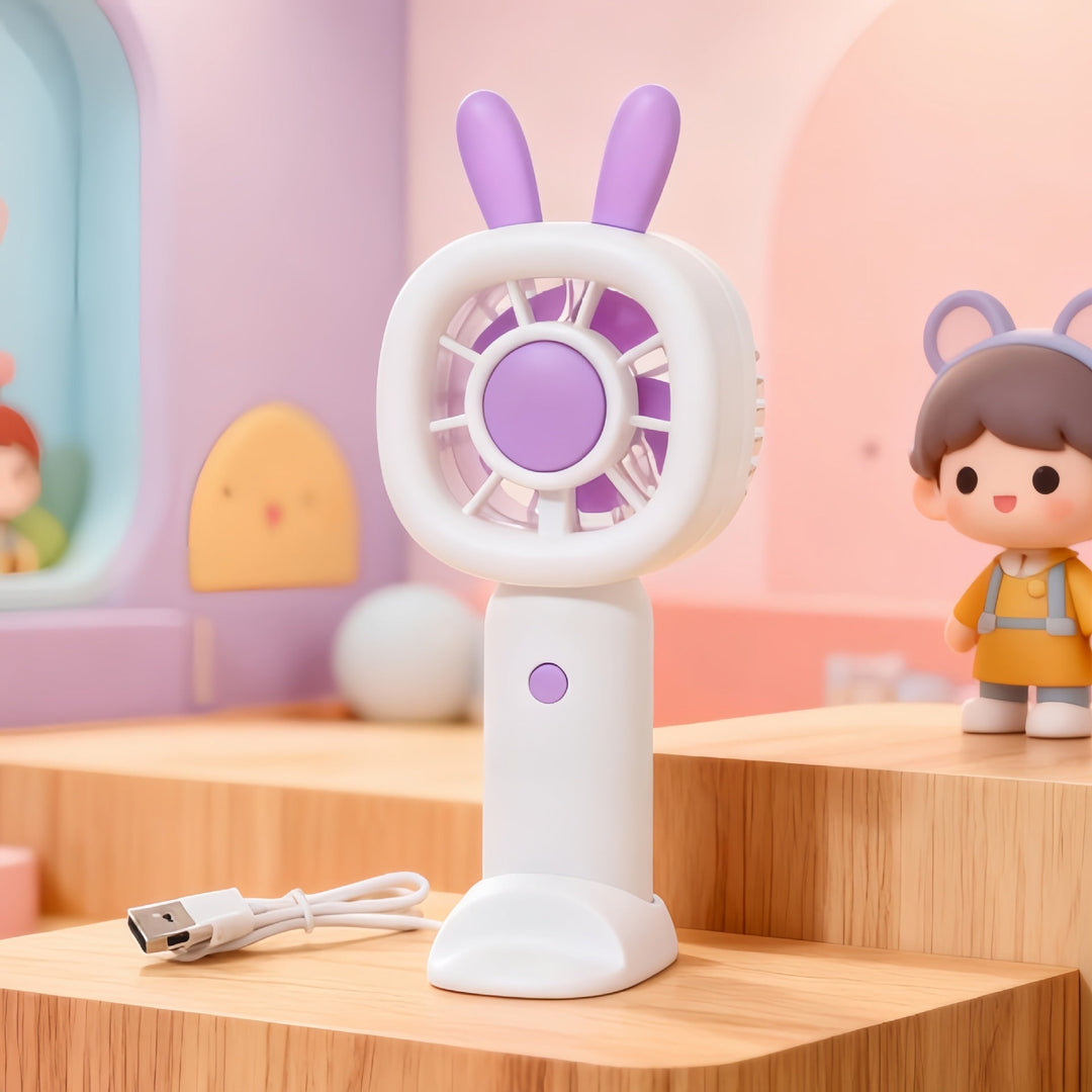 Morsom søt kanin mini vifte, gir rask kjøling, perfekt gadget og personlig vifte for kvinner.
