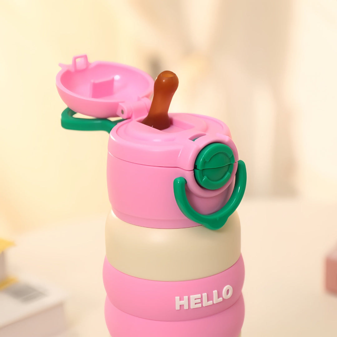 Stilig rosa unisex drikkeflaske 600ml. Lekkasjesikker vannflaske perfekt for trening, kontor og hverdag.
