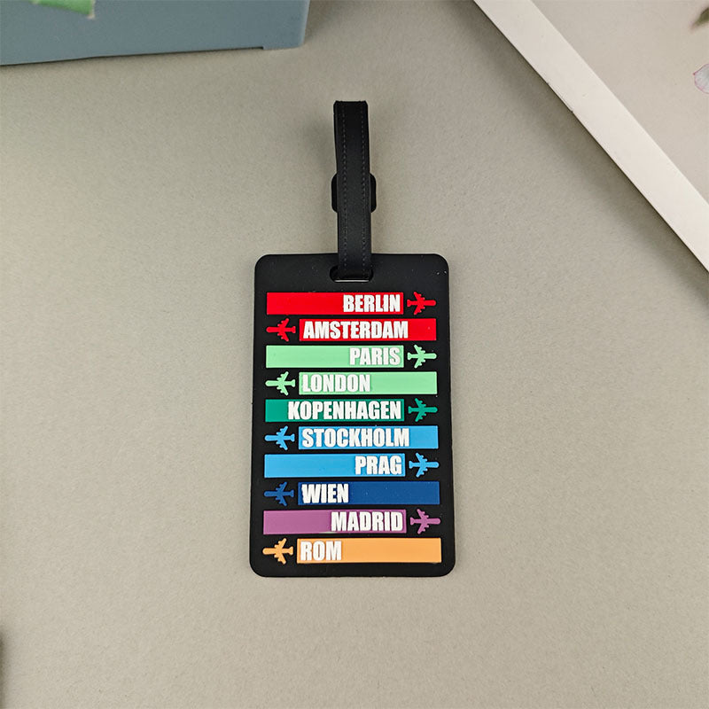 Identifiser bagasjen din raskt med disse fargerike unisex reisedestinasjons-taggene.