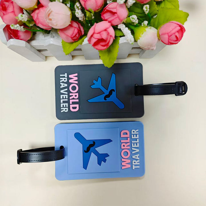 Unisex silikon bagasjetag med fargerikt flymotiv, robust og lett å feste på all reiseutstyr.