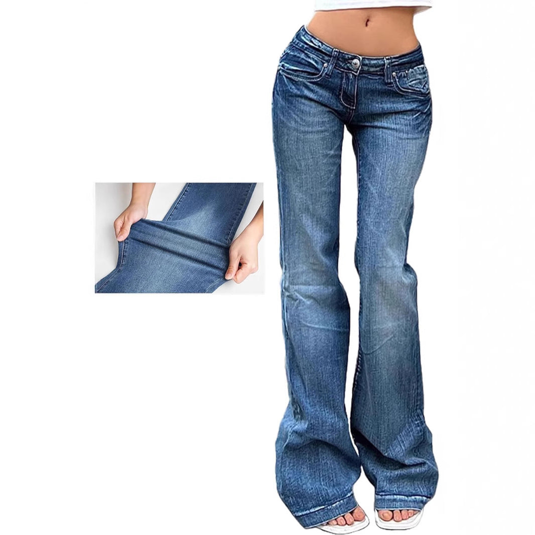 Sorte dame bootcut jeans med høyt liv og fleksibel passform; et elegant og komfortabelt valg for kvinner.