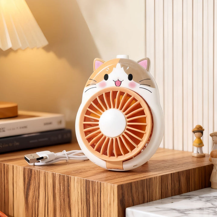 Lett sommervifte med USB-lading og sjarmerende kyllingemønster, ideell som personlig vifte.