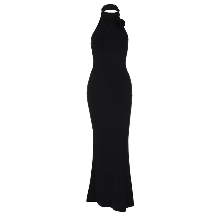 Behagelig blomstret halter maxi-kjole for damer, en stilfull sommerkjole.