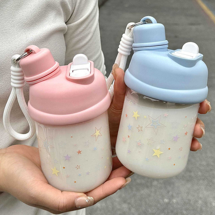 BPA-fri isolert drikkeflaske for kvinner, 420ml. Rosa/blå termoflaske med lekkasjesikker dobbeltlokk for reise/sport.