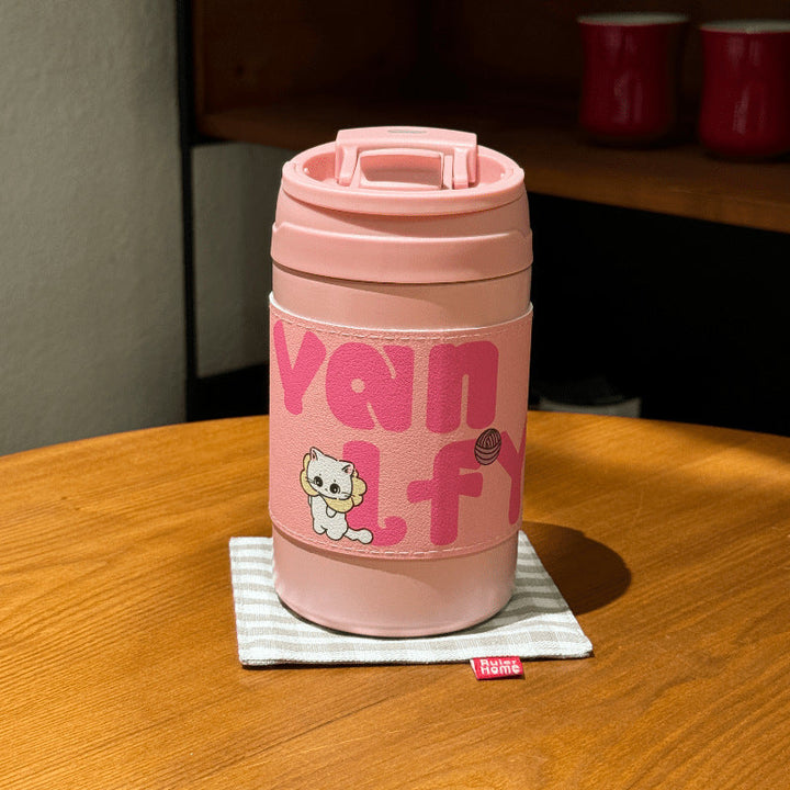 Dame termokopp (500ml) med isolerende effekt. Søt kaninkopp for varm/kald drikke på farten.