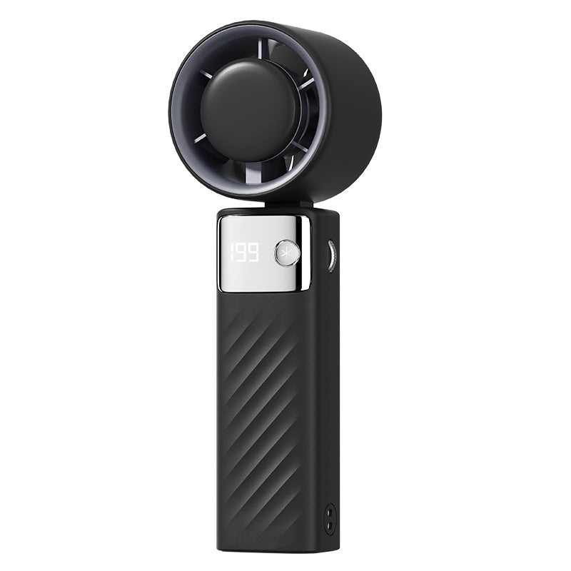 Grønn oppladbar håndholdt vifte med lang batteritid. Stille og effektiv kjøling for kontor eller utendørs.