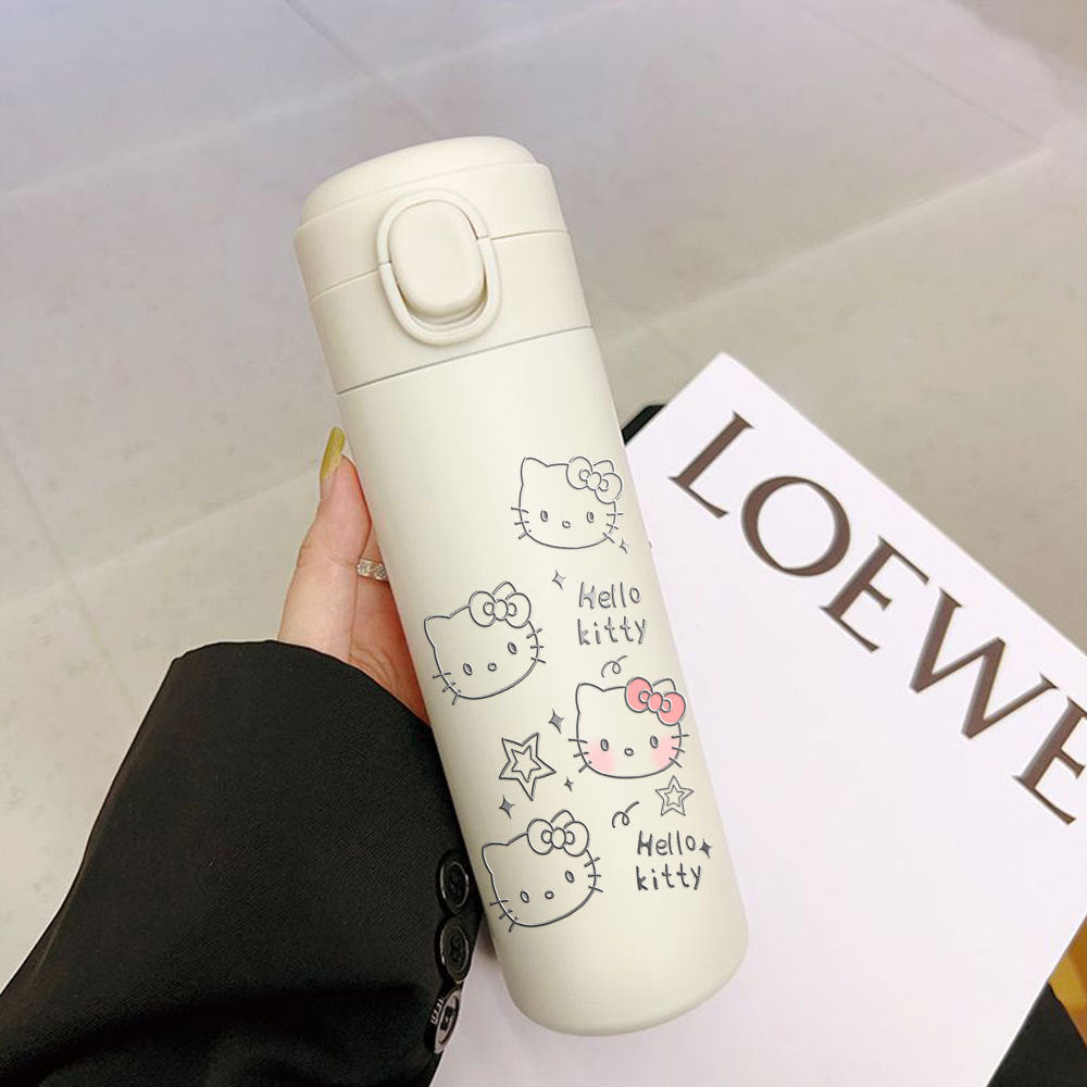 Rosa Hello Kitty isolert drikkeflaske, 320 ml. BPA-fri lekkasjesikker termos for jenter, perfekt for reise.
