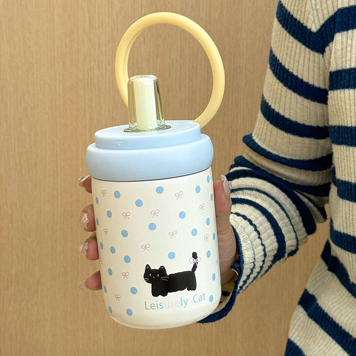 Dame drikkeflaske 500ml med lekent design, BPA-fritt silikonlokk. Portabel vannflaske for trening & hverdag.