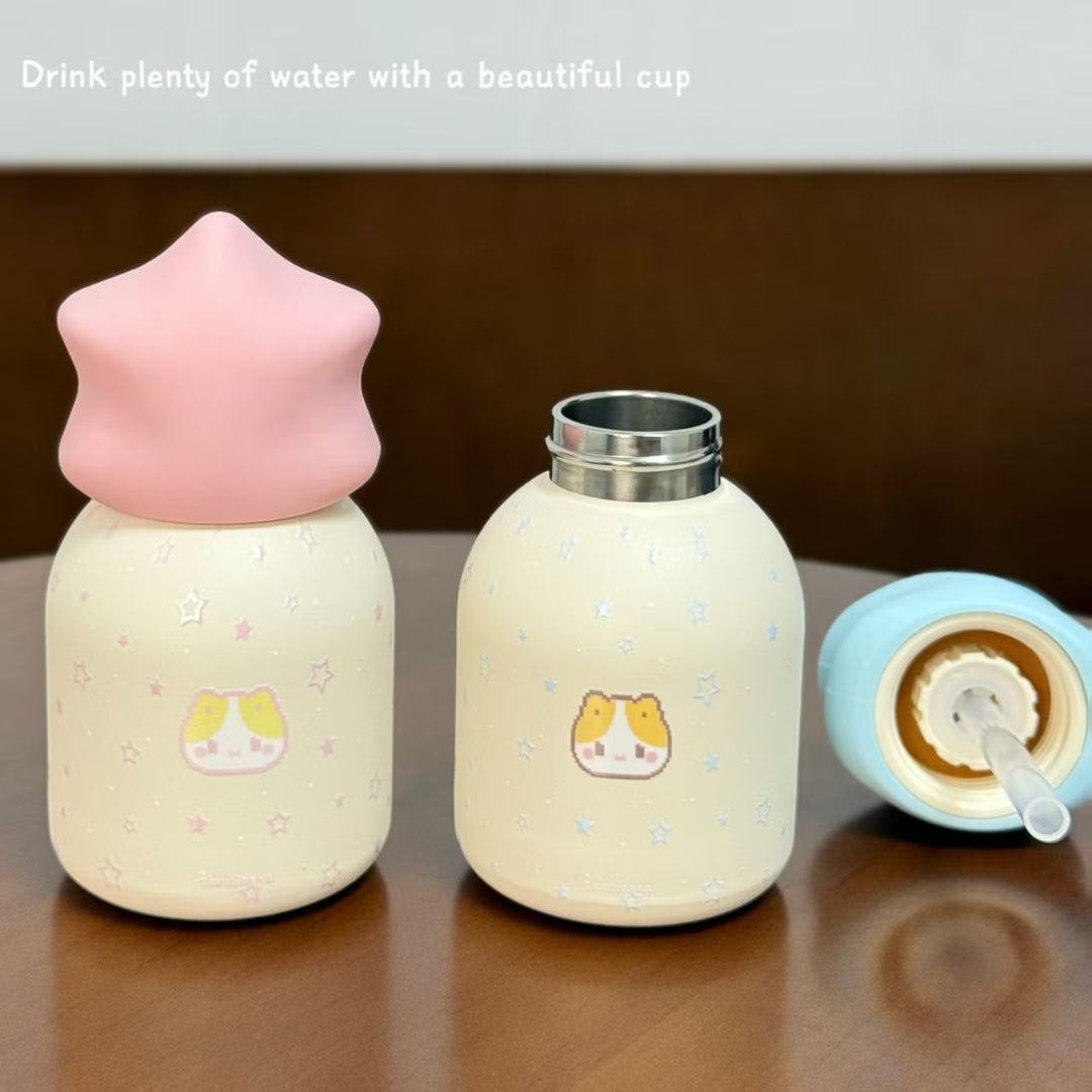 Elegant kvinners isolasjonsflaske med kreativt stjernelokk; holder drikken varm eller kald.
