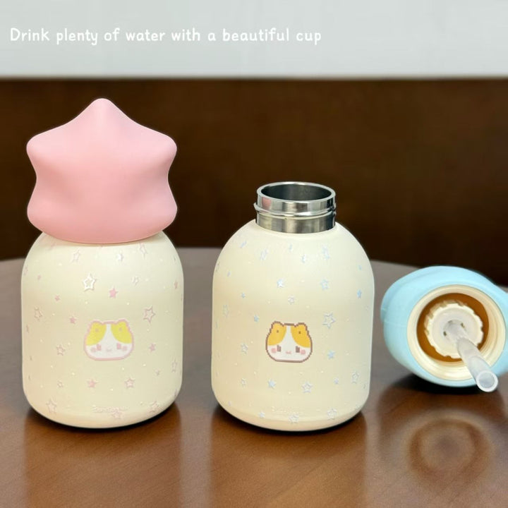 Elegant kvinners isolasjonsflaske med kreativt stjernelokk; holder drikken varm eller kald.