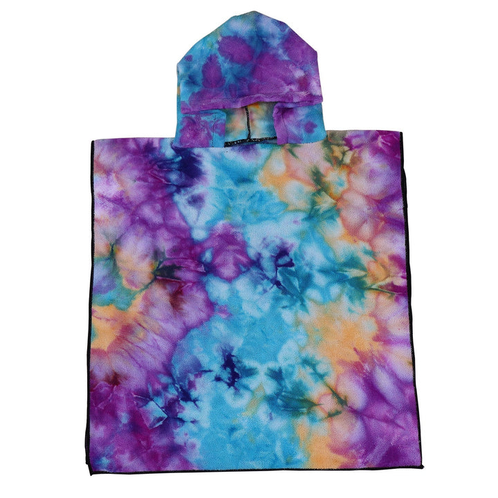 Trendy fargerik tie-dye poncho for damer, med hette, perfekt som gave eller til hverdags.