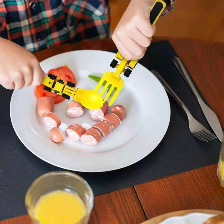 Barnesett med byggetema, et unikt middagssett som inspirerer til lek og gjør spisetiden gøy.