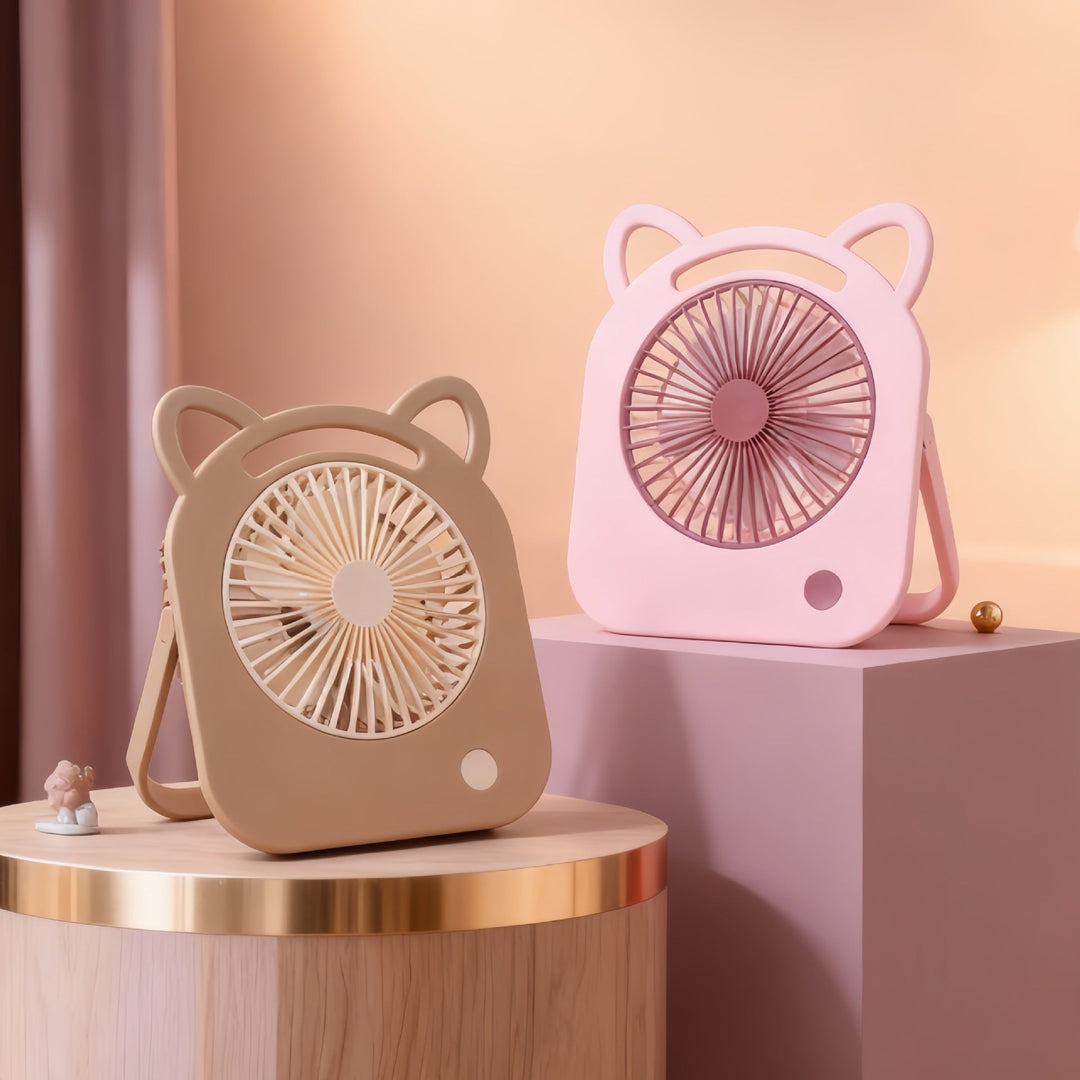 Bærbar mini vifte med søt kattedesign for damer, perfekt for frisk luft og avkjøling på farten.