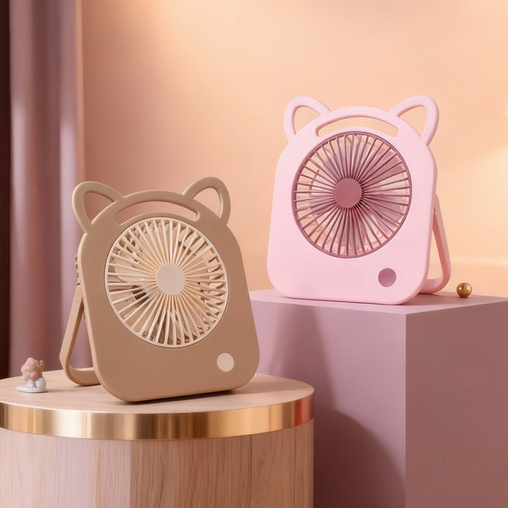 Bærbar mini vifte med søt kattedesign for damer, perfekt for frisk luft og avkjøling på farten.