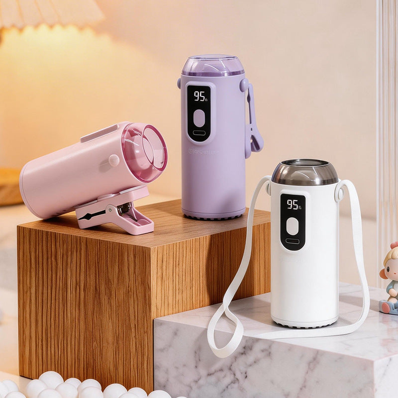 Bærbar mini luftfukter med USB-drift for optimalt inneklima på reise, kontor eller hjemme. Stille og kompakt.