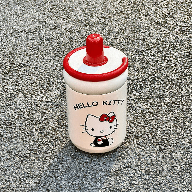Søt Hello Kitty drikkekopp for dame, 500 ml. Rosa vannflaske med lekkasjesikkert lokk, perfekt gave.