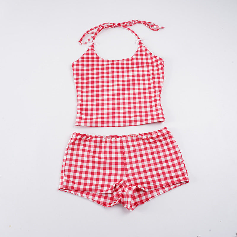 Dame Gingham Badedrakt med Justerbare Stropper